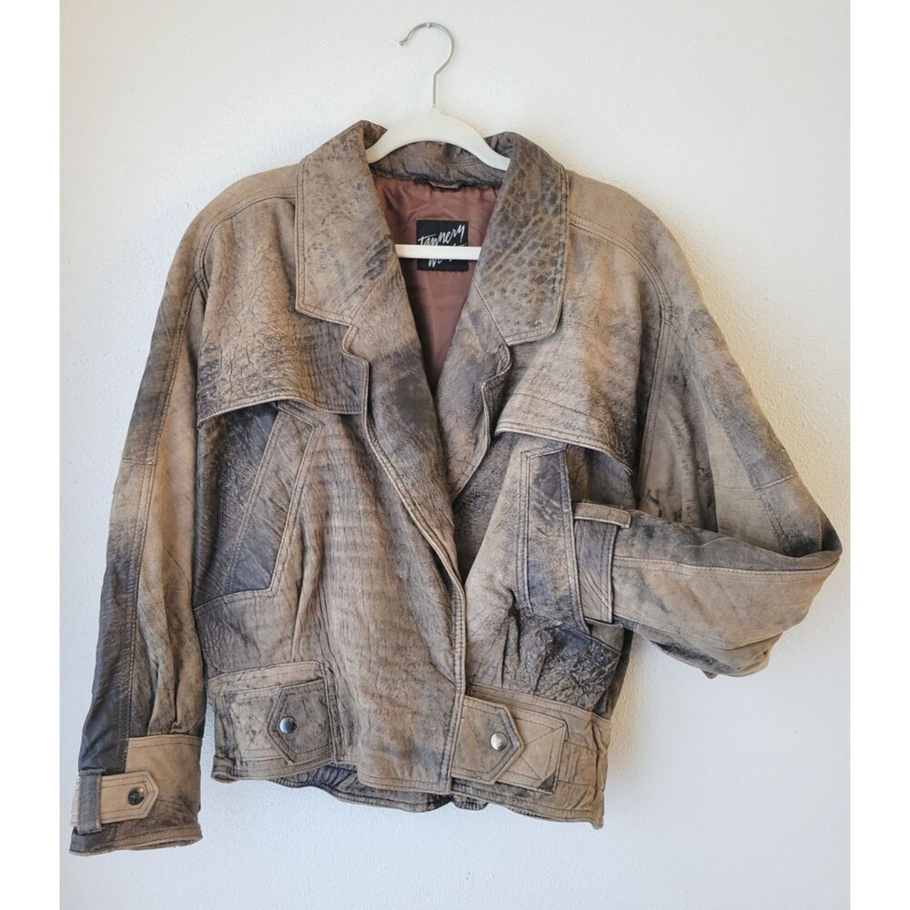 Tannery West Vintage Leather Jacket M Distressed 80s 90s Bomber Retro Patina
